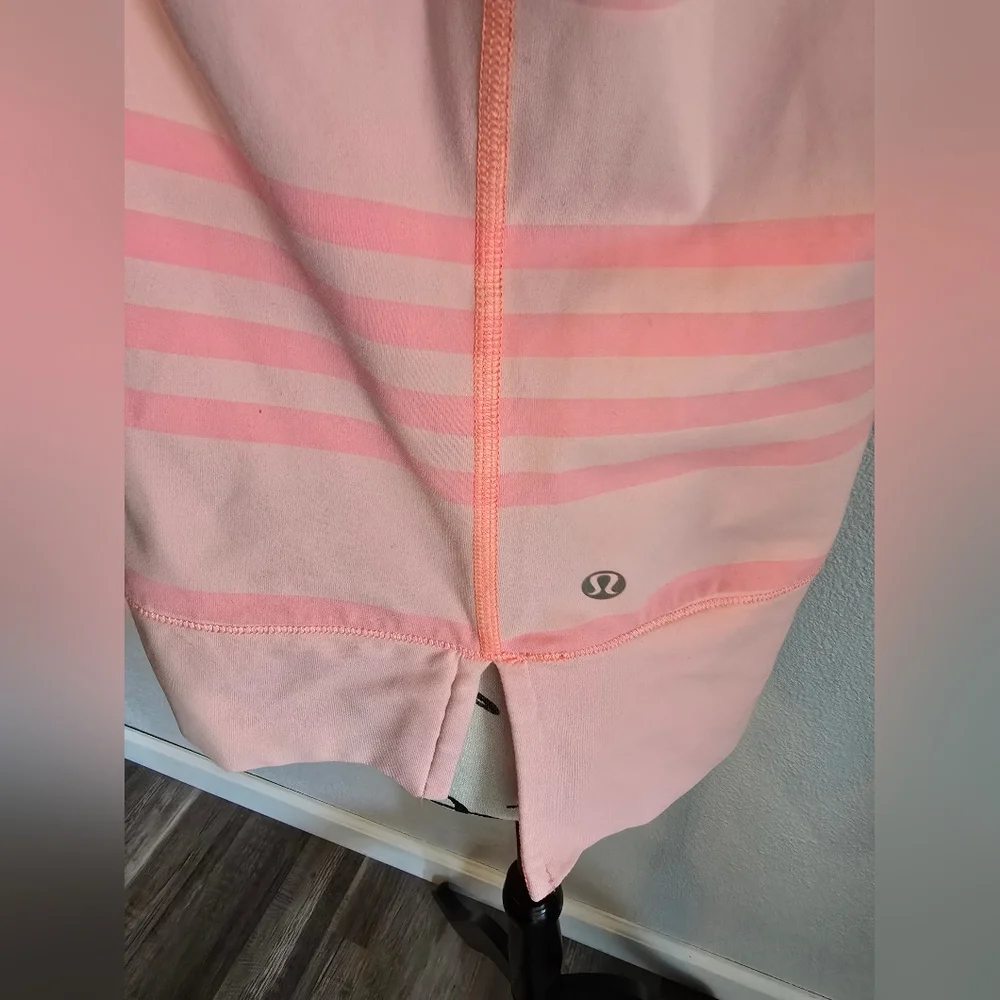 Lululemon Run Warm Up Crew Long Sleeve Ocean Stripe Bleached Coral, 10